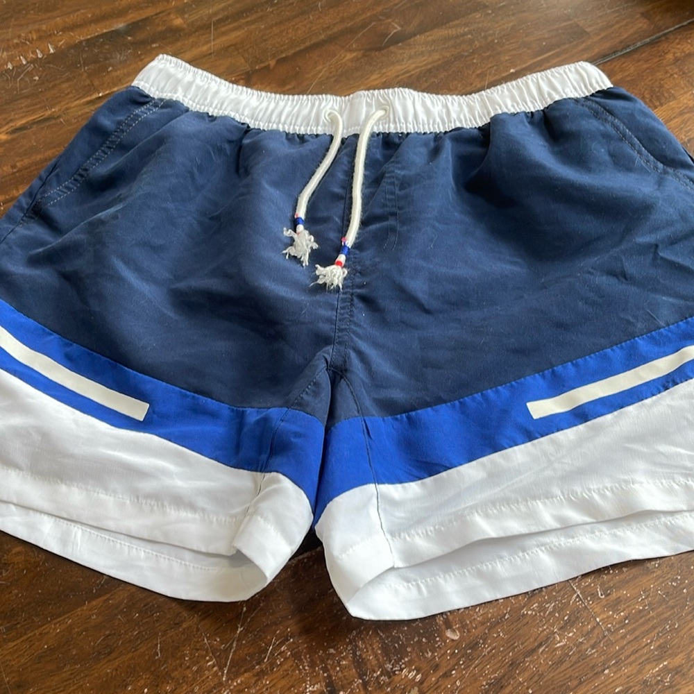 Super Body Boy's Swim Trunks Mesh Lining Board Shorts Navy Blue White Sz XL